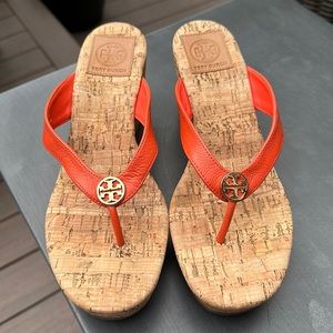 Tory Burch Suzy Cork Wedge Sandals Poppy Red